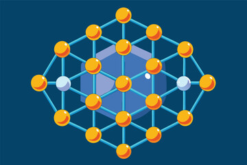 Leinwandbilder - Vector illustration of an abstract network design with colorful nodes and connections on a green background