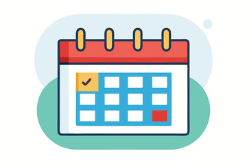 Aufkleber - Colorful vector illustration of a calendar showing checked dates for planning and scheduling events or appointments in a creative design