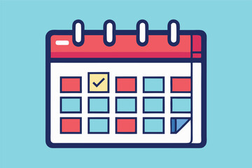 Leinwandbilder - Colorful vector illustration of a calendar showing checked dates for planning and scheduling events or appointments in a creative design