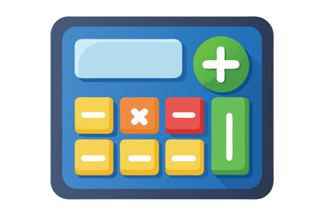 Aufkleber - Colorful calculator vector illustration showcasing a modern design with large buttons suitable for digital or print use in educational and business contexts