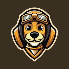 Aufkleber - Fun and adventurous dog logo illustration featuring a playful canine in pilot goggles, perfect for branding and marketing purposes in a pet-friendly context