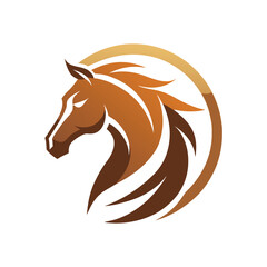 Poster - Creative logo vector representation of a horse head featuring a modern and sleek design using warm color gradients