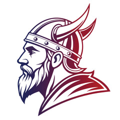 Aufkleber - Viking warrior logo design featuring an intricate helmet and beard detail suitable for branding and artistic projects