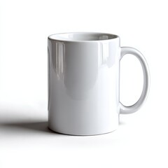 Poster - Elegant White Ceramic Mug on a Clean White Surface - Perfect for Mockups and Branding Displays 