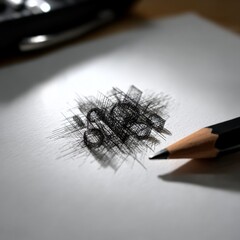 Poster - Pencil Sketch: Abstract geometric design drawn on paper, highlighting the artistic process and precision of draftsmanship.