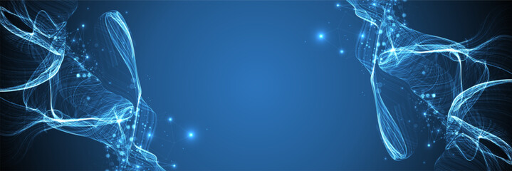Leinwandbilder - Abstract flowing wave lines. Design element for technology, science, modern data concept. Vector