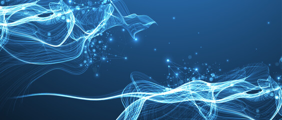 Leinwandbilder - Abstract flowing wave lines. Design element for technology, science, modern data concept. Vector