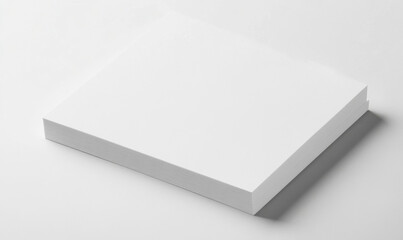 Leinwandbilder - A neat stack of blank white paper sheets rests on a light gray surface, ready for printing or design projects.  The clean, minimalist presentation offers a versatile backdrop. : Generative AI