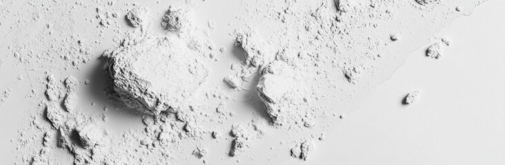 Aufkleber - A high-resolution image showcasing a textured expanse of off-white powder, exhibiting a rugged, mountainous terrain-like formation with scattered fragments. : Generative AI