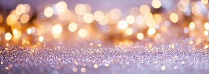 Aufkleber - Shimmering silver glitter texture with blurred golden bokeh lights, ideal for festive backgrounds or celebratory designs. : Generative AI
