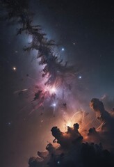 Wall Mural - awe-inspiring view of star clusters and nebulae against dark sky , night sky, astronomical, planets