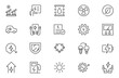 © Iconfly - Energy efficiency line icon set. Calculator, energy-saving light bulb, piggy bank, solar panel, circular economy, battery, insulation, energy class vector illustration. Editable stroke outline icon.