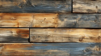 Aufkleber - Rustic Weathered Wooden Planks, Horizontal Texture Background:  A Detailed Image of Aged Brown and Gray Wood Panels, Ideal for Design Projects. : Generative AI