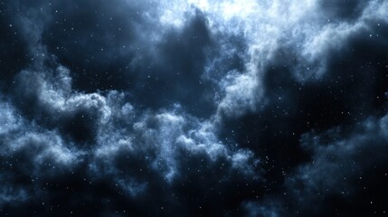 Aufkleber - A mesmerizing night sky image featuring dark blue clouds and countless twinkling stars, perfect for backgrounds or space-themed projects. : Generative AI