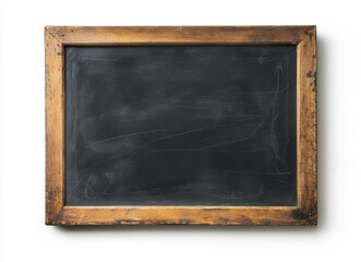 Aufkleber - A vintage, square chalkboard with a dark, textured surface and a worn, wooden frame, perfect for adding text or drawings. : Generative AI