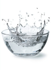Fototapete - A glass bowl filled with water shows a dynamic splash, creating a visually striking image of pure, refreshing liquid in motion. : Generative AI