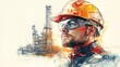 © Basileus - Industrial worker in protective gear against a refinery backdrop.