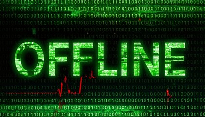 offline concept in a digital background, symbolizing disconnection or system failure
