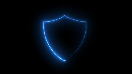bright neon security neon frame with tones on isolated black background. matted with color black
