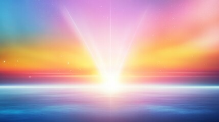 Fototapete - Surreal abstract horizon with flowing aurora energy and soft neon lights, combining modern cosmic visuals for tech, digital art, and mood-based branding.