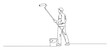 © Luka - Painter using roller on high wall, continuous line drawing