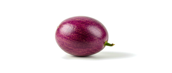 a vibrant passion fruit isolated on white background showing its detailed texture and color for culi