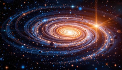 Wall Mural - vibrant spiral galaxy with shimmering stars and celestial light in the cosmic universe
