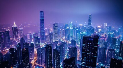  Hong Kong's Dazzling Skyline at Night: A Futuristic Urban Landscape