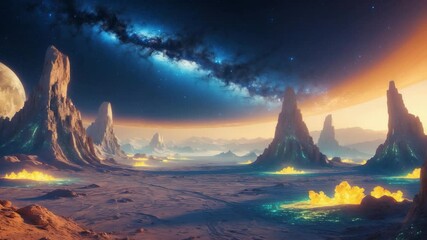 Wall Mural - dark desert space background featuring an empty planet landscape