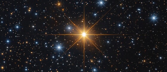 Wall Mural - Bright star in a starry night sky