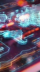 Wall Mural - global digital display, showing world map with data analysis