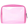 © prodesignassets - Pink clear plastic zippered pouch suitable for cosmetics, toiletries, or travel essentials storage. Versatile and stylish organizational accessory option.
