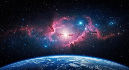 Wall Mural - stunning 4k space galaxy landscape wallpaper - nebula, stars, and cosmic scenery design