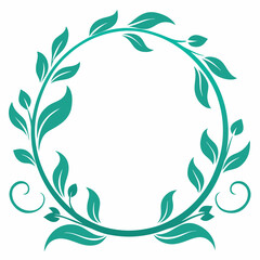 Wall Mural - Black floral vector pattern with ornate leaf and branch design swirls in a decorative frame, an artistic nature illustration with spring elements