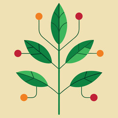 Wall Mural - This vector illustration showcases both an orange tree with leaves and an apple tree, embodying nature's fruity design