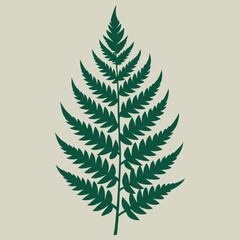 Wall Mural - Green fern leaf, a vector illustration of a frond isolated on white, evokes nature's spring foliage