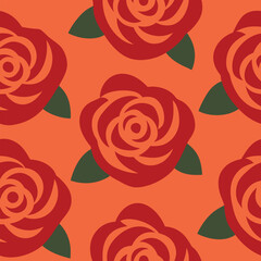 Wall Mural - Seamless floral pattern with pink roses, a vector design for vintage nature-inspired decoration