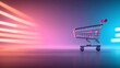 © Hey Creative - Shopping cart icon in a flat design with room for text/graphics.