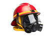 © Md Abu Saeid - Firefighter helmet and gas mask close up on a black background, firefighter, fireman, helmet, gas mask, safety, protection, rescue, emergency, equipment, uniform, gear, red, yellow, black, isolated