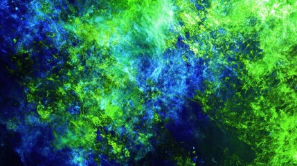 Wall Mural - abstract green and blue nebula, cosmic background