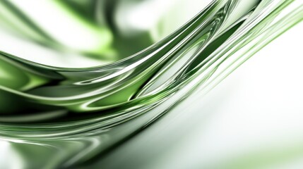 Wall Mural - abstract green liquid flowing, dynamic curves, white background, website design