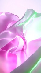 Wall Mural - abstract pink and green fabric flow, studio shot, reflective surface, design background