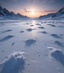 Wall Mural - vast, ethereal snowfield under a starlit sky, frost clinging to every surface , sky, nature, celesti
