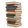 © Creative Pixels 2.0 - Stack of hardcover books mockup, isolated on white. Educational or literature concept. Study or reading material template for school and library visuals.