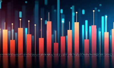 Abstract digital visualization of data as dynamic colorful bar charts for technology and business concepts