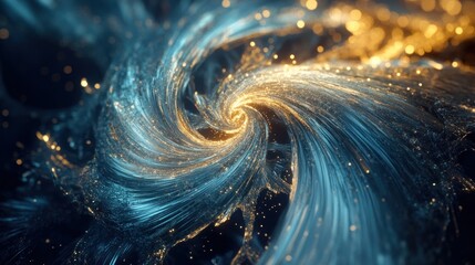 Wall Mural - golden blue swirling energy vortex abstract art background