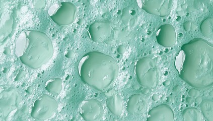 Aufkleber - Macro Shot of Water Droplets on a Textured Mint Green Surface Capturing an Abstract Pattern with Shiny and Transparent Reflections Creating a Clean Refreshing Aesthetic