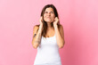© luismolinero - Young slovak woman isolated on pink background frustrated and covering ears