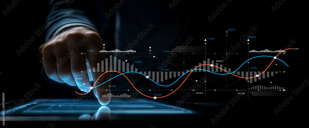 Professional Hands Engaging with Digital Interface, Analyzing Data ...