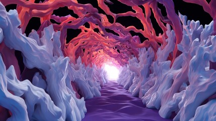 Wall Mural - abstract tunnel 3d render, bright light, sci-fi concept, futuristic design